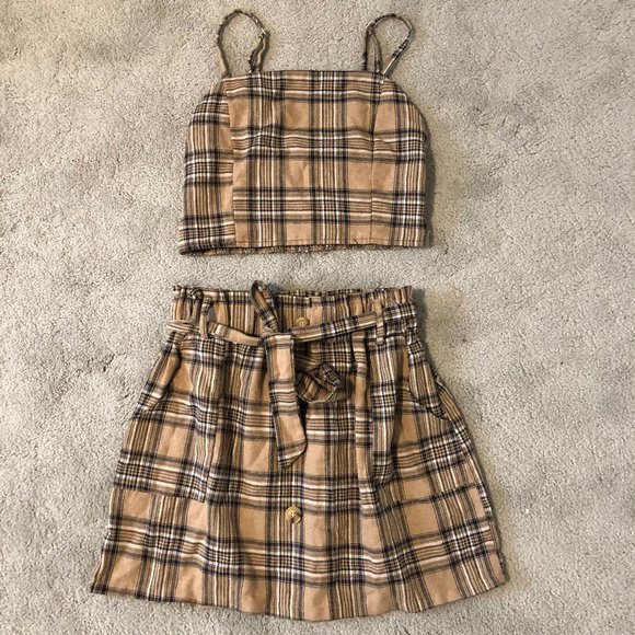Zaful Dresses & Skirts - Plaid Two Piece Set Skirt And Top